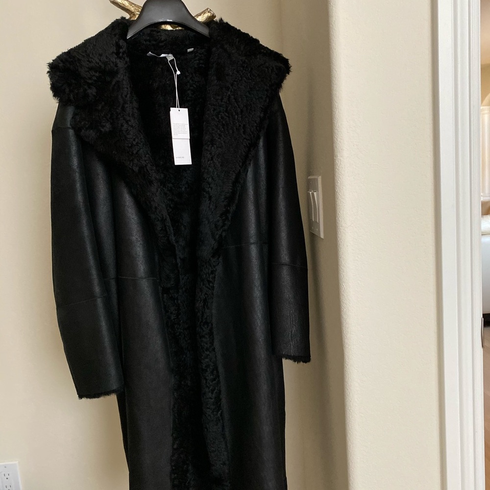 VINCE REEFER SHEARLING COAT